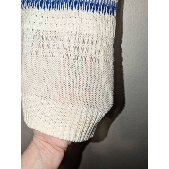 Current‎ Elliott The Mixed Stitch Stripe Half-Sleeve Sweater Blue Horizon Size 0 - Picture 12 of 16